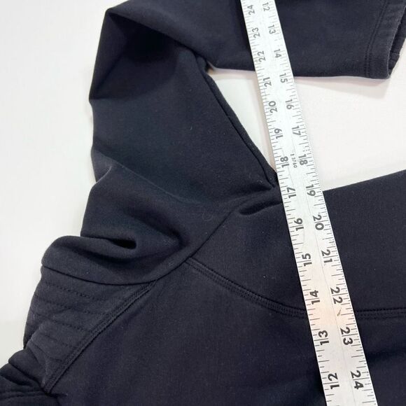 Athleta Fleece Sherpa Hoodie Womens Medium Black Hooded Full Zip Thumbholes - Picture 3 of 12